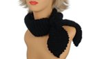 small black knit scarf with rosette