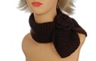 small brown knit scarf with rosette