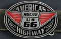 red and black enameled Route 66 bikers belt buckle