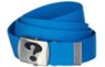 blue military belt with question mark buckle