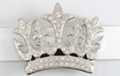 crown belt buckle in silver-tone and rhinestones