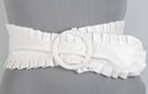 white ruched edge vinyl fashion cinch belt with ring buckle