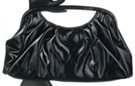 black patent light ruched vinyl frame top evening bag