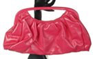 hot pink light ruched vinyl frame top evening bag
