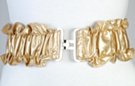 ruffled and crinkled gold synthetic leather stretch belt
