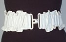 ruffled and crinkled white synthetic leather stretch belt