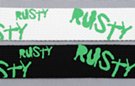 acrylic military web belt, with green "Rusty" print