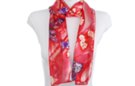 butterfly print red satin and sheer belt scarf