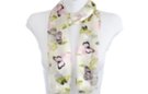 butterfly print white satin and sheer belt scarf