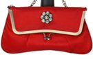 red satin coin purse evening purse combination with rhinestones