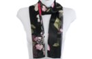 floral print black satin and sheer belt scarf