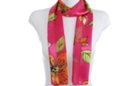 floral print fuchsia satin and sheer belt scarf