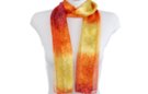 floral print multi-color satin and sheer belt scarf