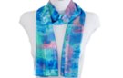 floral print blue satin and sheer belt scarf