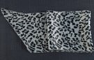 satin belt scarf, black and grey leopard print on silver background