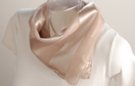 satin and sheer beige banded square scarf