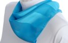 satin and sheer cyan blue banded square scarf