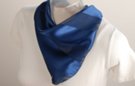 satin and sheer dark blue banded square scarf