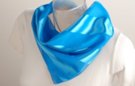 satin and sheer French blue banded square scarf