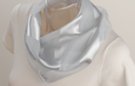 satin and sheer glacier gray banded square scarf