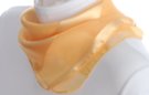 satin and sheer golden cream banded square scarf