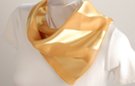 satin and sheer golden banded square scarf