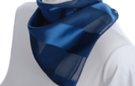 satin and sheer dark blue banded square scarf