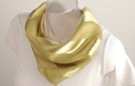 satin and sheer olive green banded square scarf
