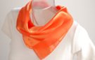 satin and sheer orange banded square scarf