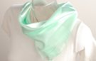 satin and sheer pastel green banded square scarf