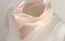 satin and sheer peach puree banded square scarf