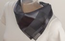satin and sheer pewter color banded square scarf