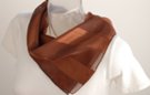 satin and sheer russet banded square scarf