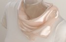 satin and sheer sand color banded square scarf