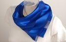 satin and sheer sapphire banded square scarf