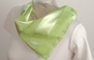satin and sheer spring green banded square scarf