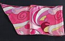 satin belt scarf, bubbles, waves and spirals in pinks and purples