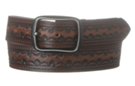 brown embossed medium wide genuine leather belt and bow-tie buckle