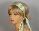 solid lime green satin headscarf attached to plastic headband
