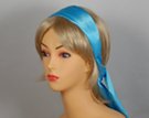 solid turquoise satin headscarf attached to plastic headband