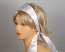 solid white satin headscarf attached to plastic headband