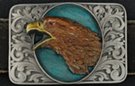 painted eagle portrait belt buckle