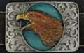 painted eagle portrait belt buckle