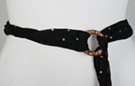 ring belt, black chiffon pleated and beaded with silvered sequins
