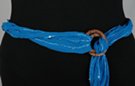 ring belt, blue chiffon pleated and beaded with silvered sequins