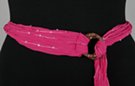 ring belt, pink chiffon pleated and beaded with silvered sequins