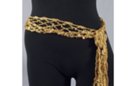 gold crocheted sequined net sash belt, 64" long plus 6" fringe at ends