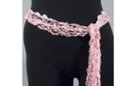 pink crocheted sequined net sash belt, 64" long plus 6" fringe at ends