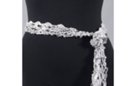 silver crocheted sequined net sash belt, 64" long plus 6" fringe at ends