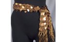 bronze crocheted sequined net sash belt, 64" long plus 6" fringe at ends